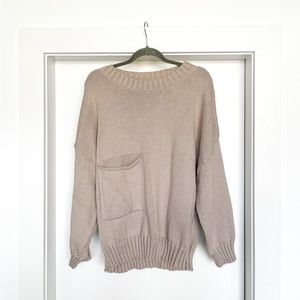 Romwe Sweater Oversized Pocket Taupe Size XXL